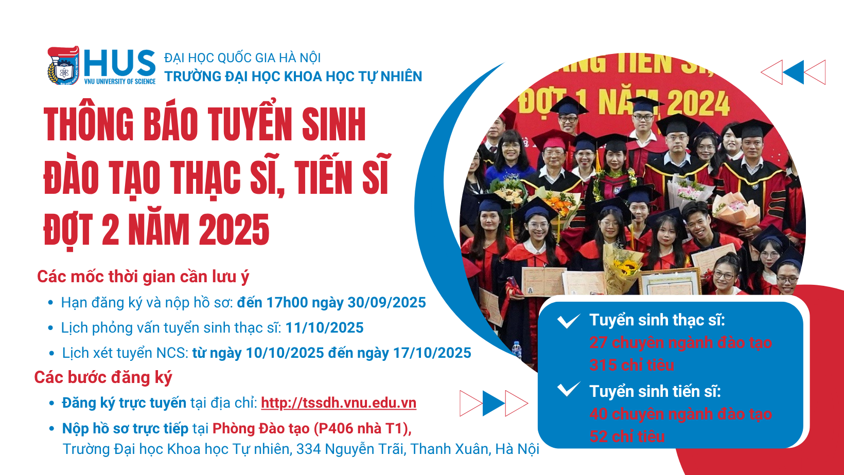 Tuyển sinh Sau đại học đợt 2 năm 2025