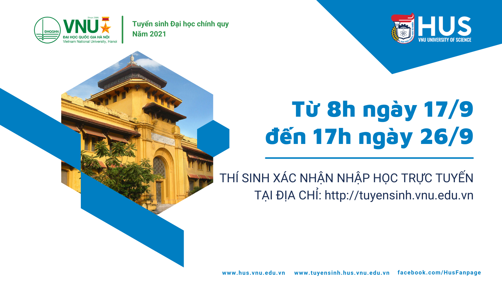 Hướng dẫn xác nhận nhập học trực tuyến ĐHCQ năm 2021 của ĐHQGHN