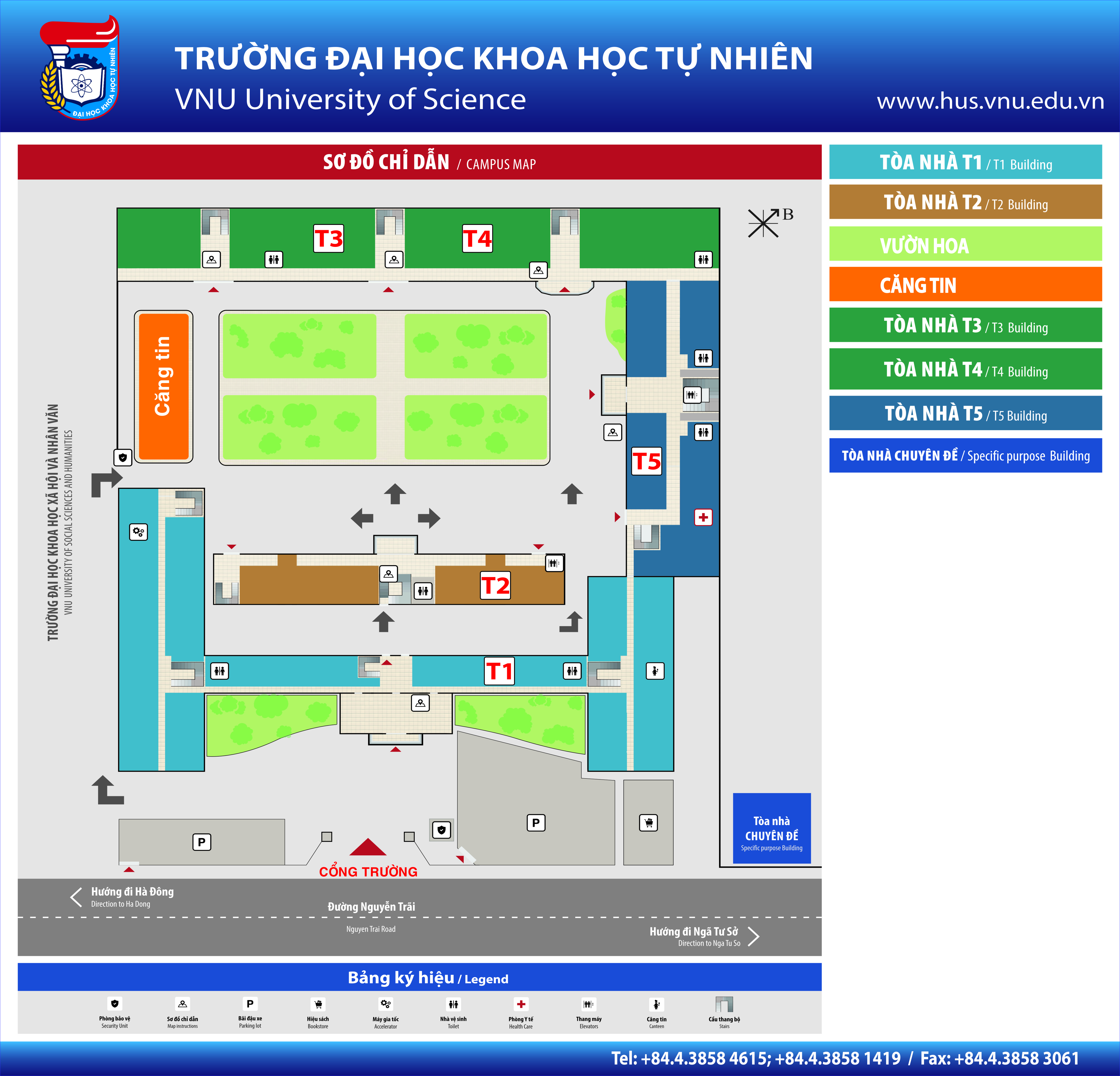 Sơ đồ Trường ĐHKHTN và Khu giảng đường tại 334 Nguyễn Trãi