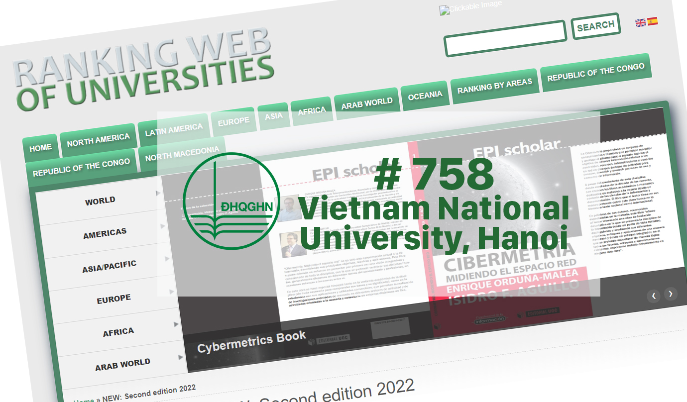 Bảng xếp hạng Webometrics tháng 8/2022: ĐHQGHN lần đầu tiên trong nhóm 800