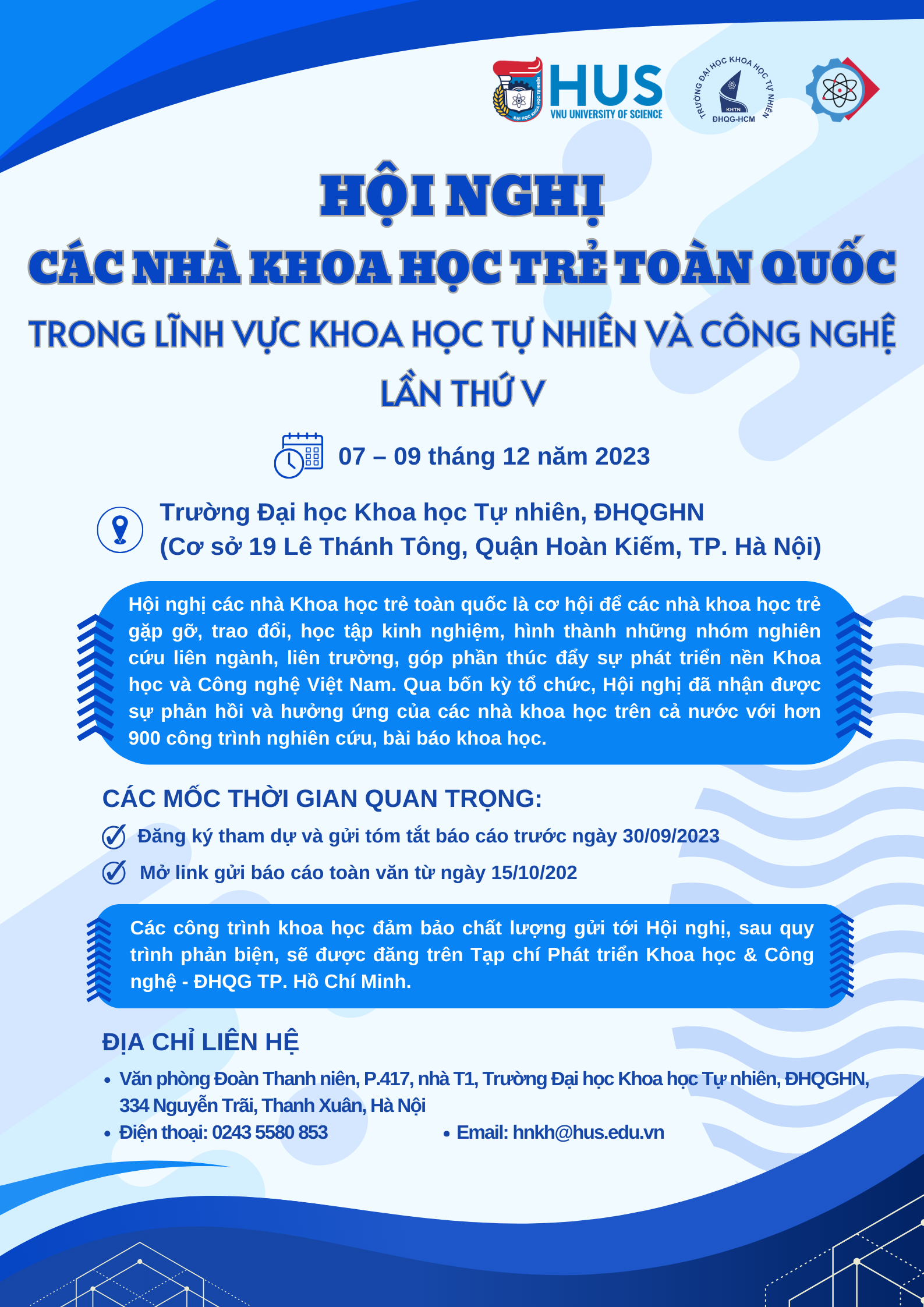 HỘI NGHỊ CÁC NHÀ KHOA HỌC TRẺ TOÀN QUỐC TRONG LĨNH VỰC KHOA HỌC TỰ NHIÊN & CÔNG NGHỆ LẦN THỨ V